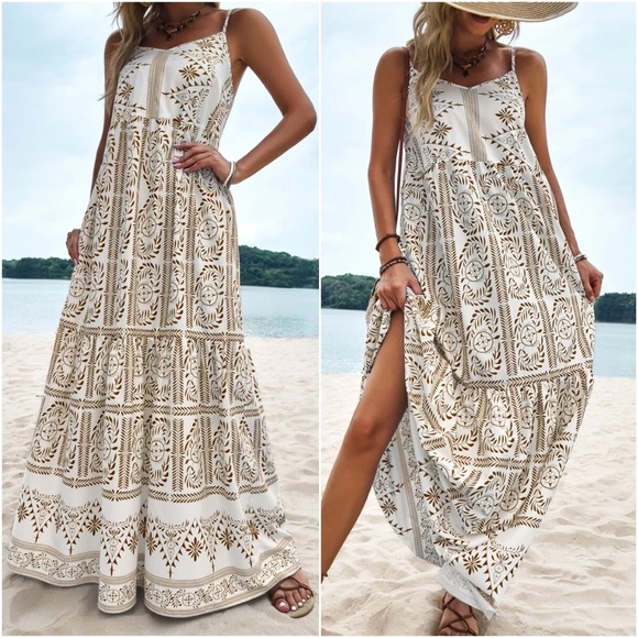 Dresses & Skirts - Boho Print Casual cami maxi Dress